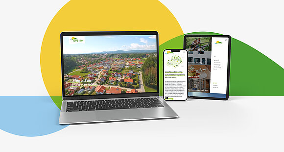 Mockup zur Darstellung des responsiven Website Relaunches der Gemeinde Eging am See
