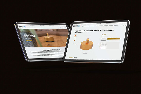 Mockup des Quintalis Online-Shops auf zwei Tablets