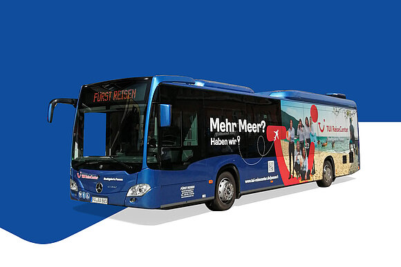 Mockup der Beschriftung eines Busses für unseren Kunden Fürst Reisen