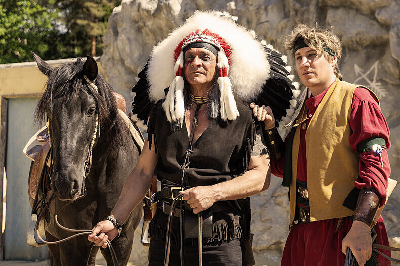 Pullman-Foto Cowboy mit Indianer Häuptling