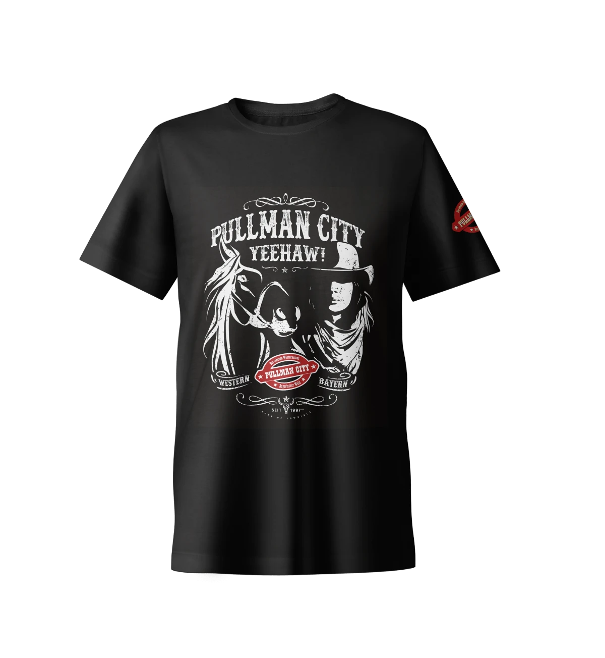Pullman-Print yehaw! T-Shirt Mockup vorne